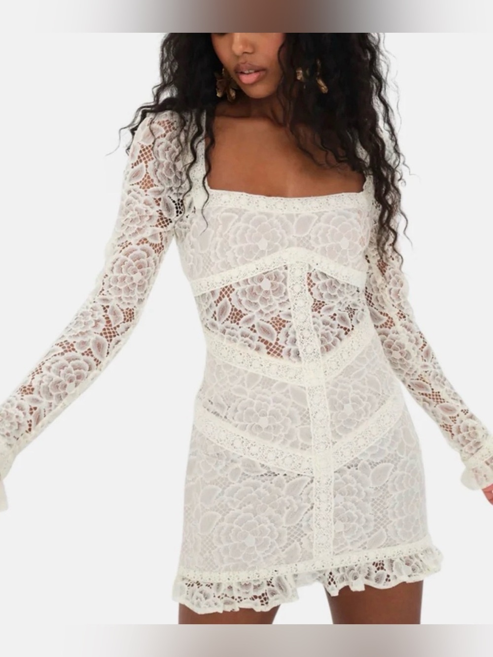 For Love And Lemons Cleo Mini Dress in Ivory NWOT